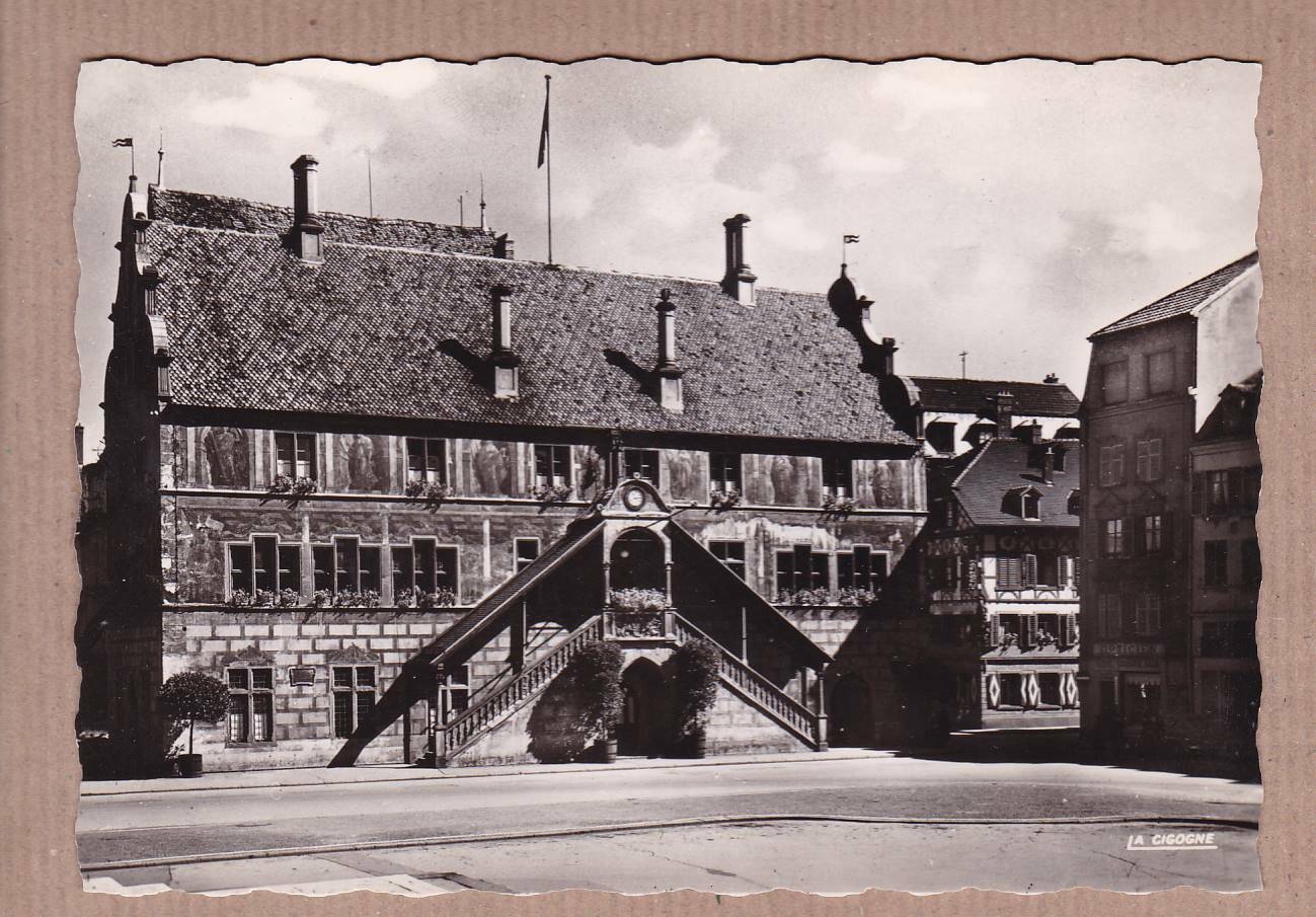 CPSM BLACK &amp; WHITE POSTCARD / MULHOUSE TOWN HALL
