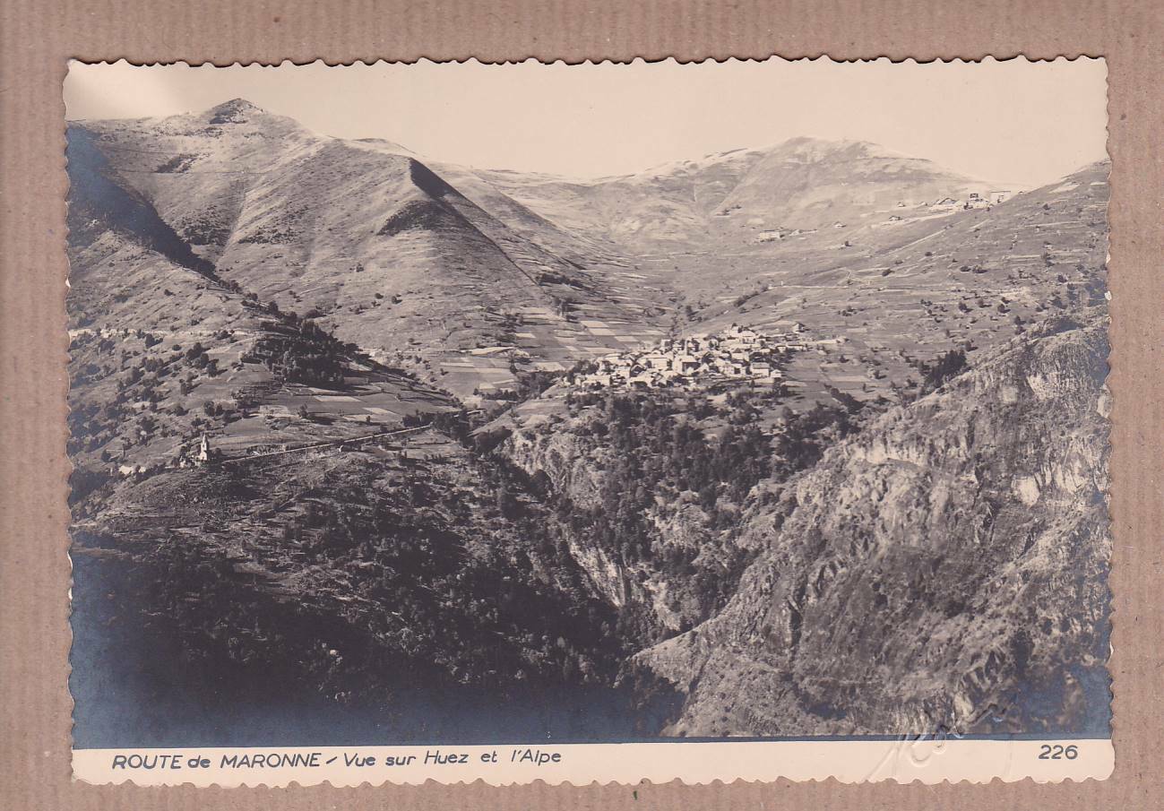 CPSM BLACK &amp; WHITE POSTCARD / ROUTE DE MARONNE VIEW OF HUEZ AND THE ALPE 