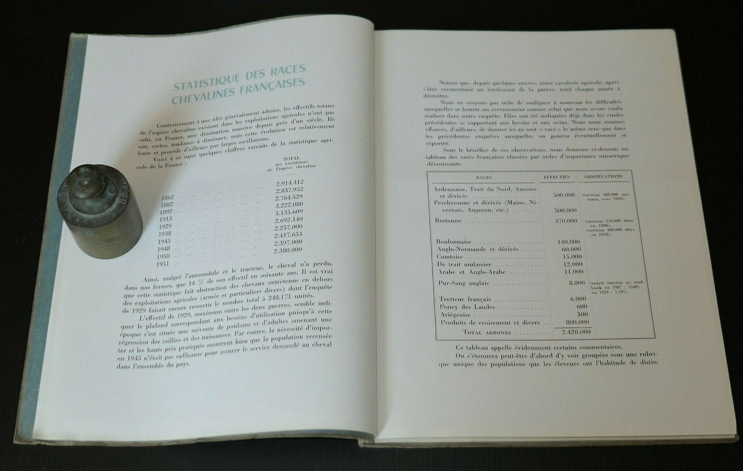 LES RACES CHEVALINES FRANCAISES / MINISTERE DE L'AGRICULTURE 1953 / CHEVAL HARAS