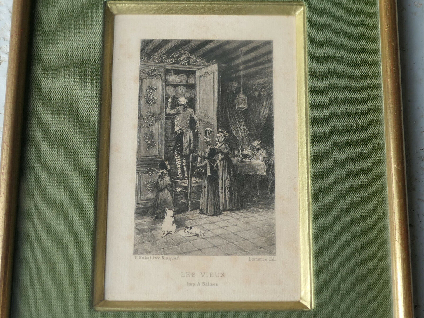 ANCIENNE GRAVURE EAU FORTE SIGNEE FELIX BUHOT LES VIEUX LEMERRE EDITEUR