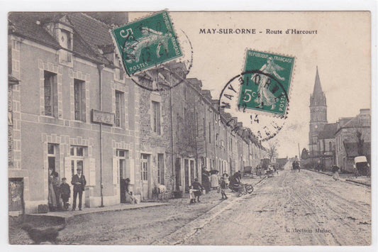 OLD POSTCARD CPA MAY-SUR-ORNE ROUTE D'HARCOURT (1914)