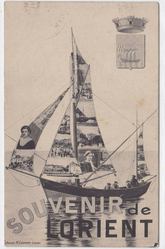OLD POSTCARD CPA SOUVENIR OF LORIENT (1915) BRITTANY MORBIHAN
