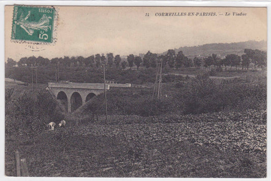 OLD POSTCARD CPA CORMEILLES-EN-PARISIS THE VIADUCT (1911) 