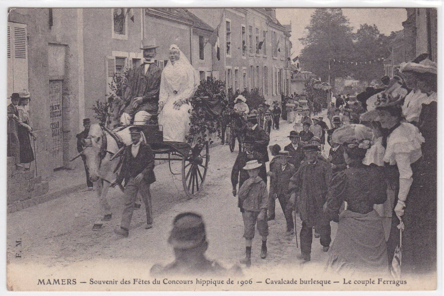 OLD POSTCARD CPA MAMERS CAVALCADE BURLESQUE THE FERRAGUS COUPLE SARTHE 