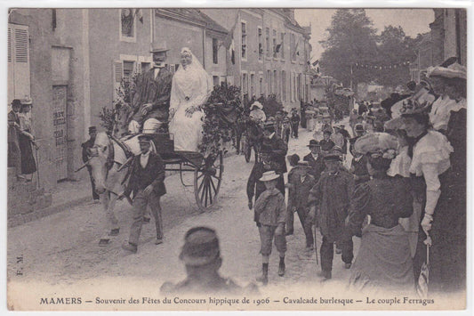 OLD POSTCARD CPA MAMERS CAVALCADE BURLESQUE THE FERRAGUS COUPLE SARTHE 