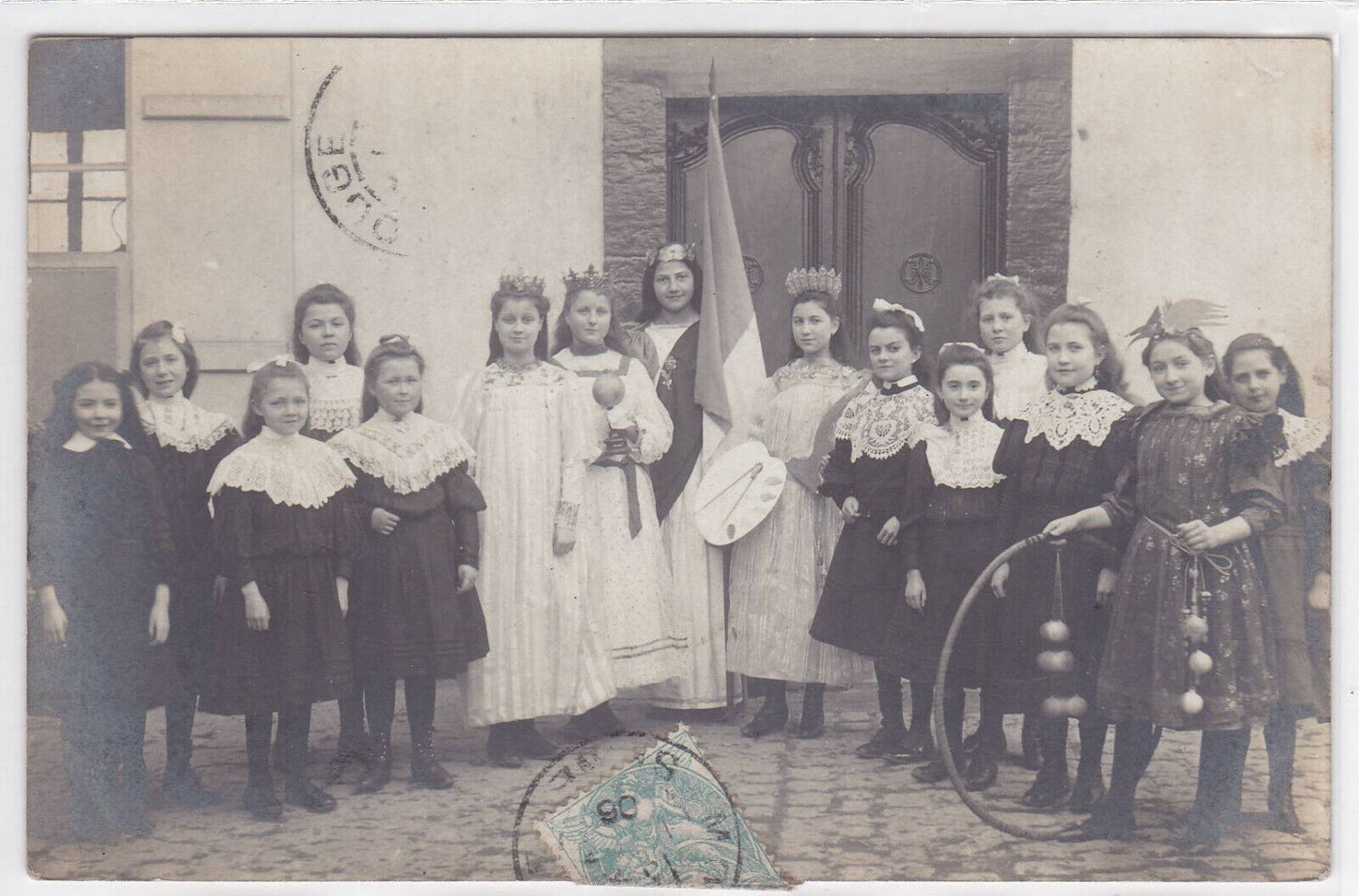 SERIE DE 4 CPA PHOTOS DEGUISEMENTS THEATRE GROUPE (1906)