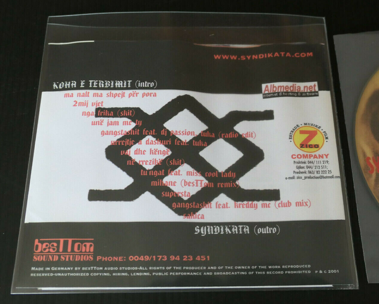 CD SYNDIKATA / KOHA E TERBIMIT / 2001 / HIP HOP / ZICO COMPANY / ALBANIE