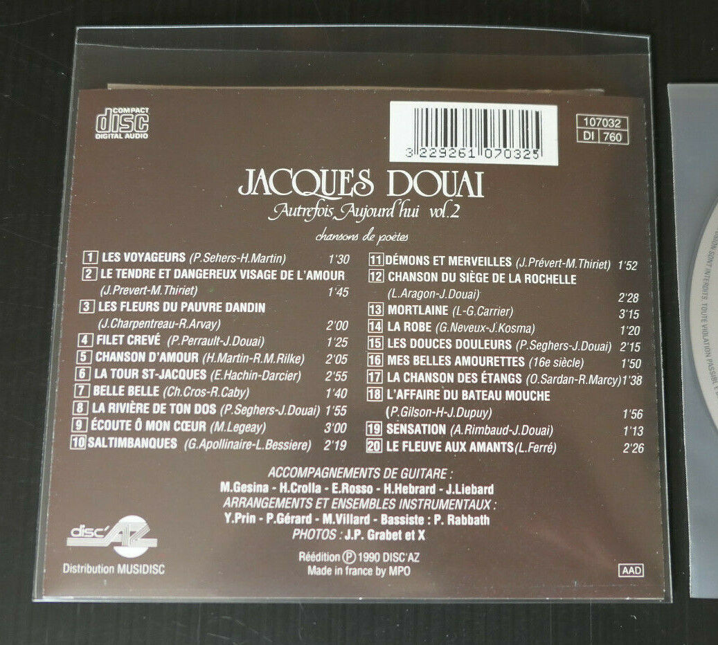 CD JACQUES DOUAI / AUTREFOIS AUJOURD'HUI VOLUME 2 / CHANSONS DE POETES / 1990