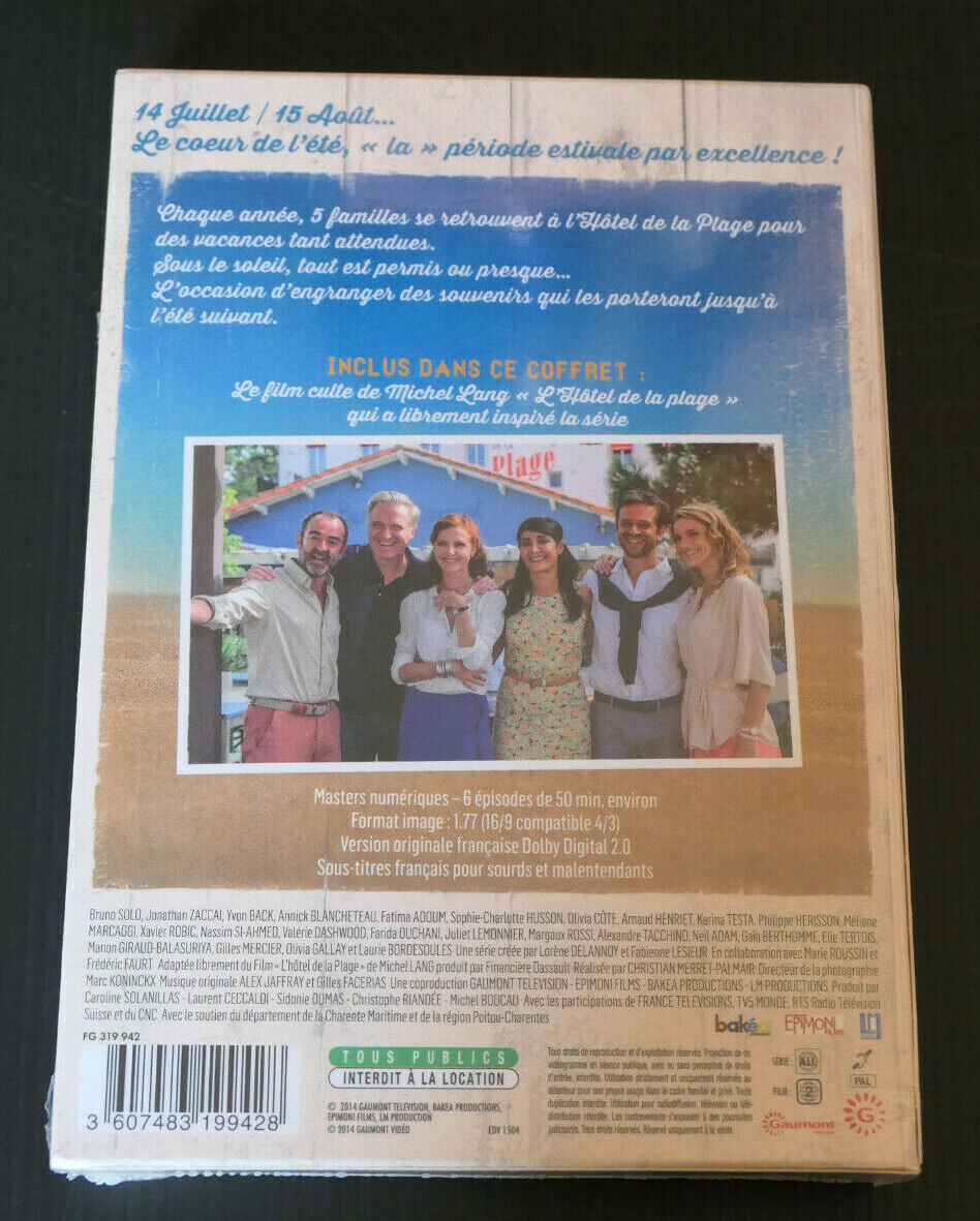 COFFRET DVD HOTEL DE LA PLAGE / INTEGRALE SAISON 1 / BRUNO SOLO / 2014 / NEUF