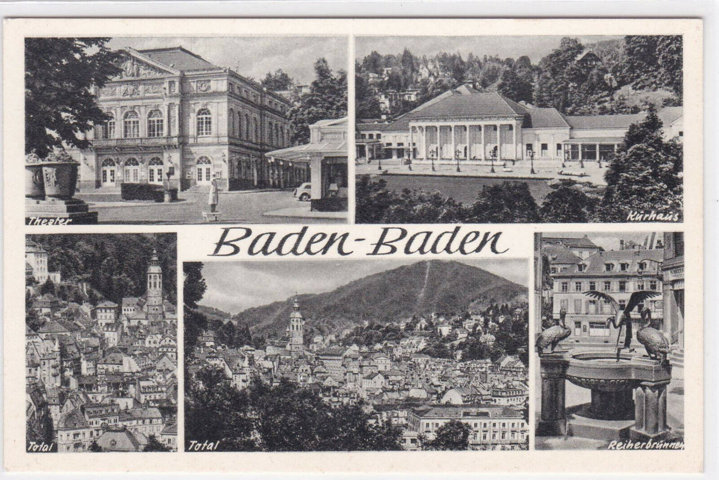 CARTE POSTALE NOIR & BLANC CPSM BADEN-BADEN MULTI-VUE
