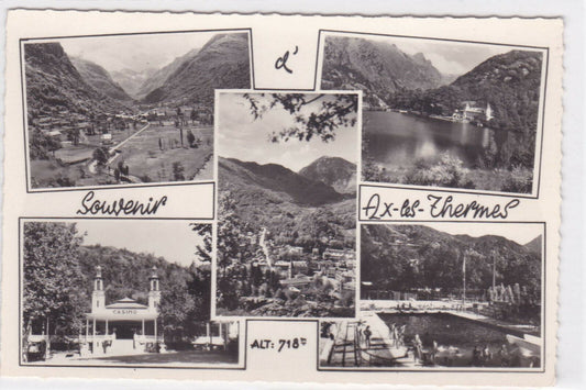 BLACK &amp; WHITE POSTCARD CPSM SOUVENIR AX-LES-THERMES 