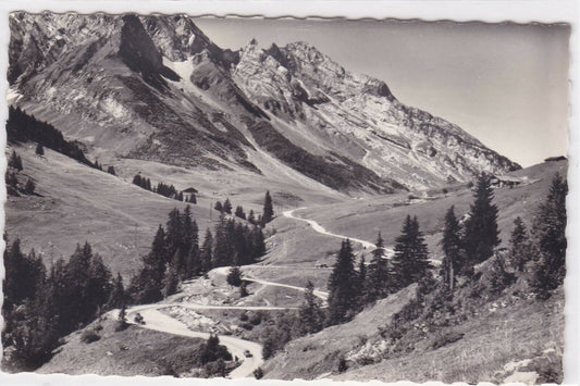 BLACK &amp; WHITE POSTCARD CPSM SURROUNDINGS OF ANNECY ROAD TO THE COL DES ARAVIS 