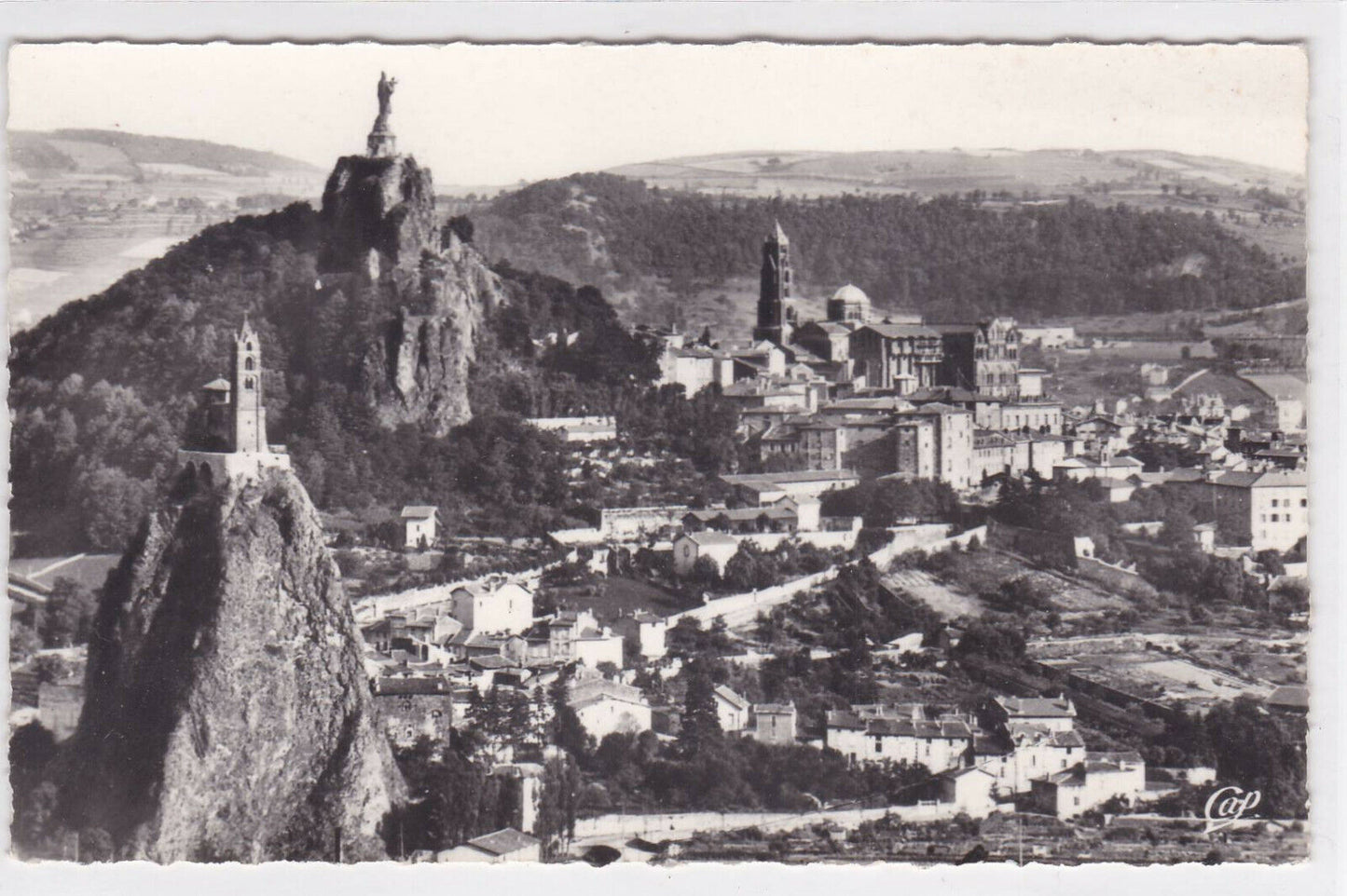 BLACK &amp; WHITE POSTCARD CPSM LE PUY GENERAL VIEW 