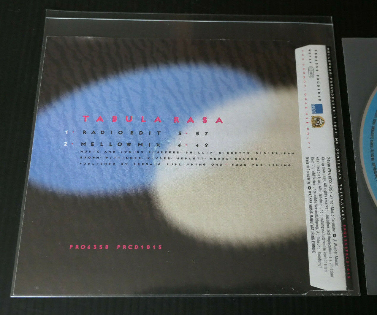 CD TABULA RASA MELLOWBAG FREUNDESKREIS FEAT MR GENTLEMAN / PROMO LIMITED 1998