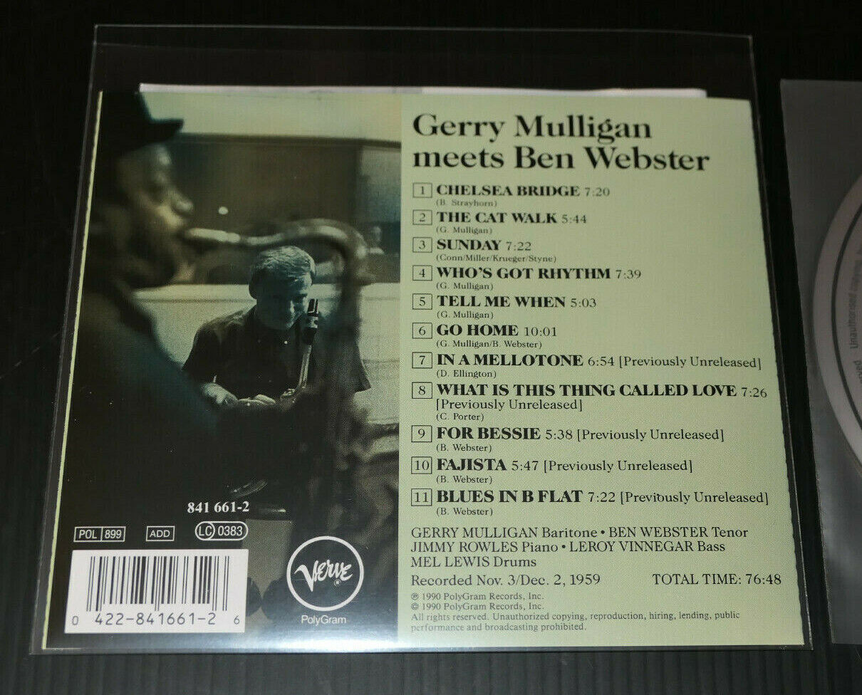 CD GERRY MULLIGAN MEETS BEN WEBSTER / VERVE RECORDS 1990