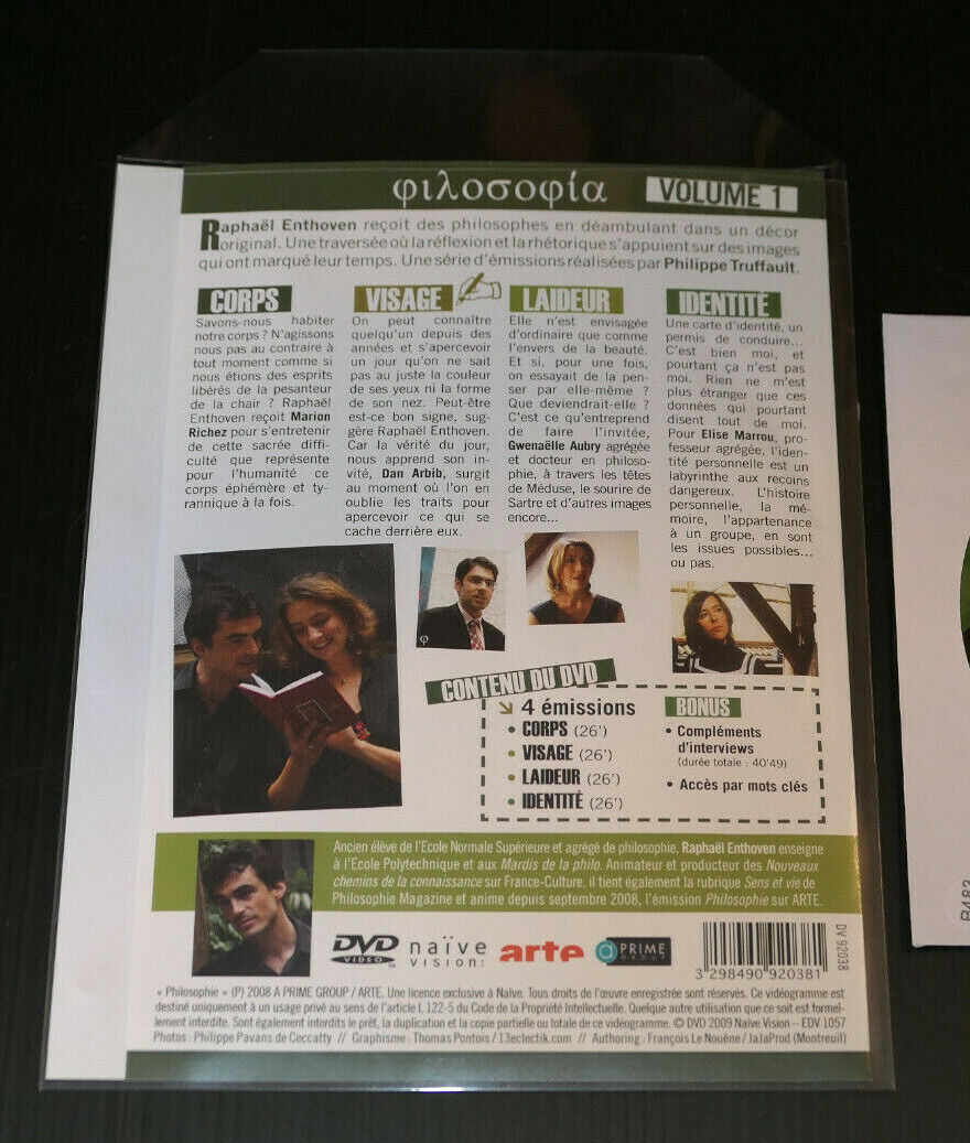 DVD CORPS VISAGE LAIDEUR IDENTITE / PHILOSOPHIE / RAPHAEL ENTHOVEN / 2009