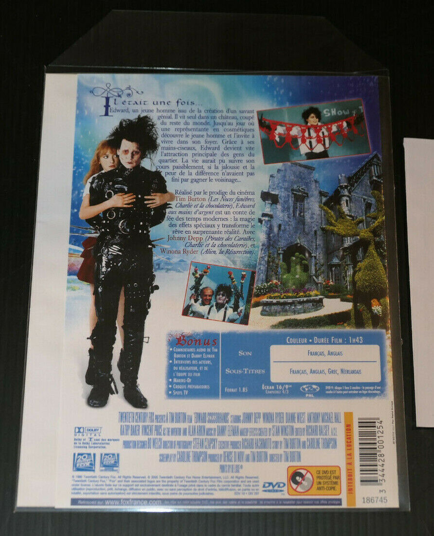 DVD EDWARD AUX MAINS D'ARGENT / TIM BURTON / JOHNNY DEPP WINONA RYDER