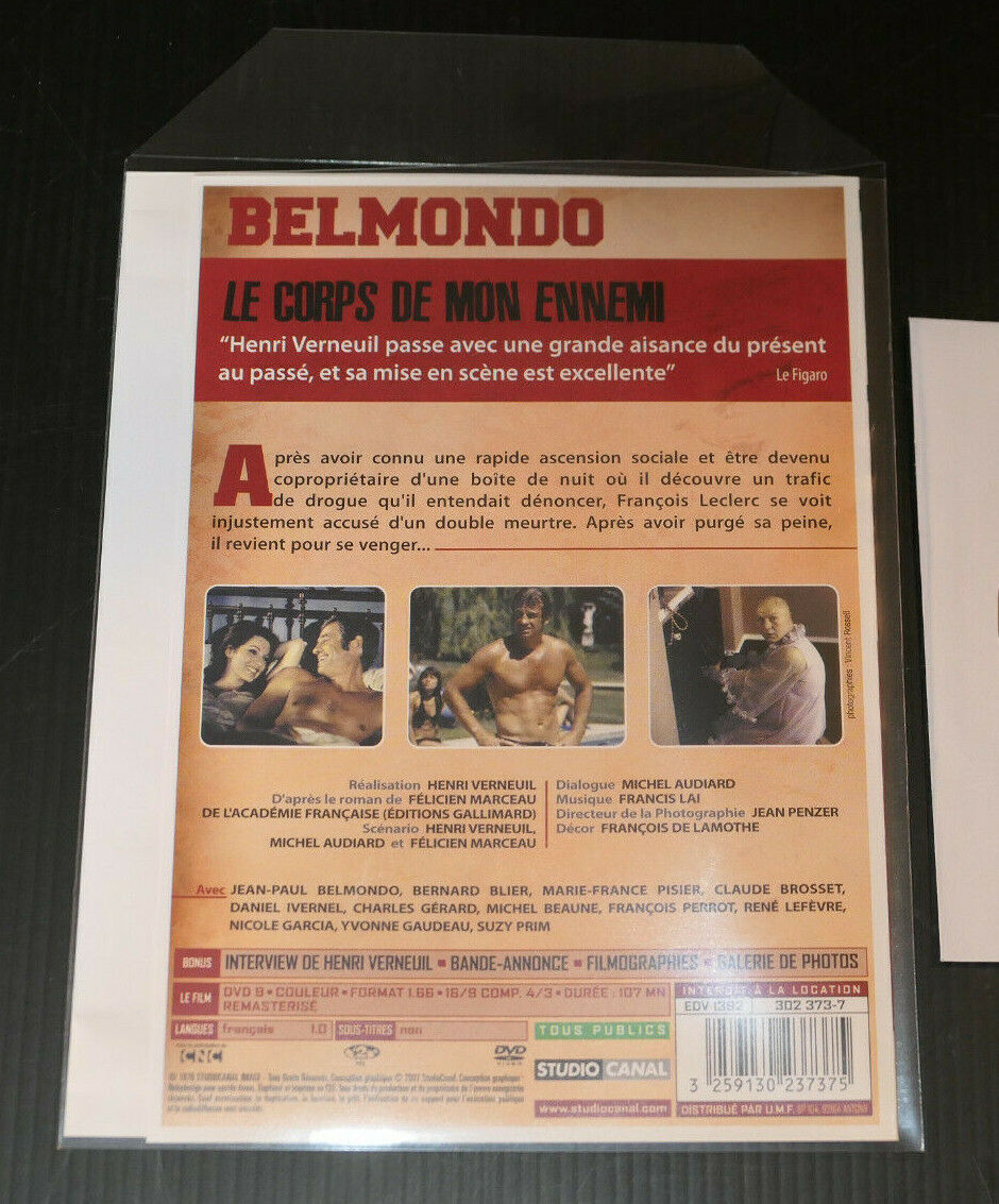 DVD LE CORPS DE MON ENNEMI / HENRI VERNEUIL / JEAN-PAUL BELMONDO BERNARD BLIER