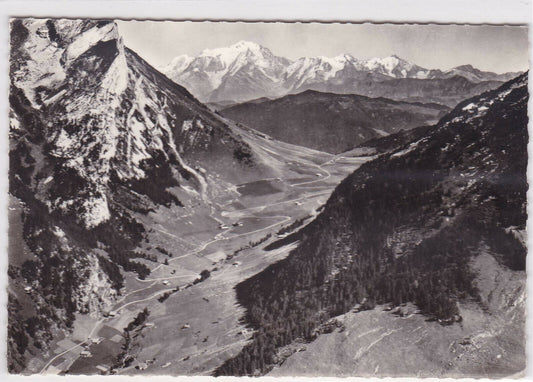 BLACK &amp; WHITE POSTCARD CPSM THE ROAD TO THE ARAVIS PASS MONT-BLANC MASSIF 