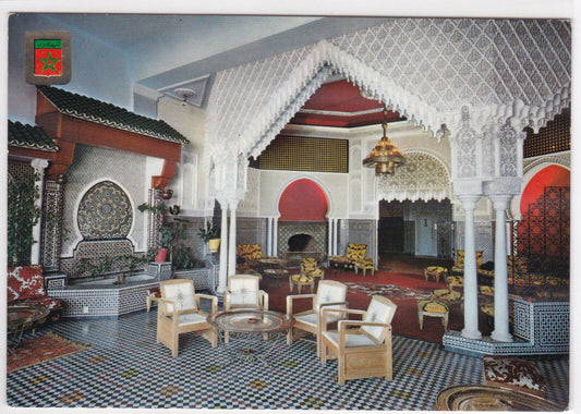 COLOR POSTCARD CPSM MOROCCO TANGIER ARAB LOUNGE HOTEL RIF 