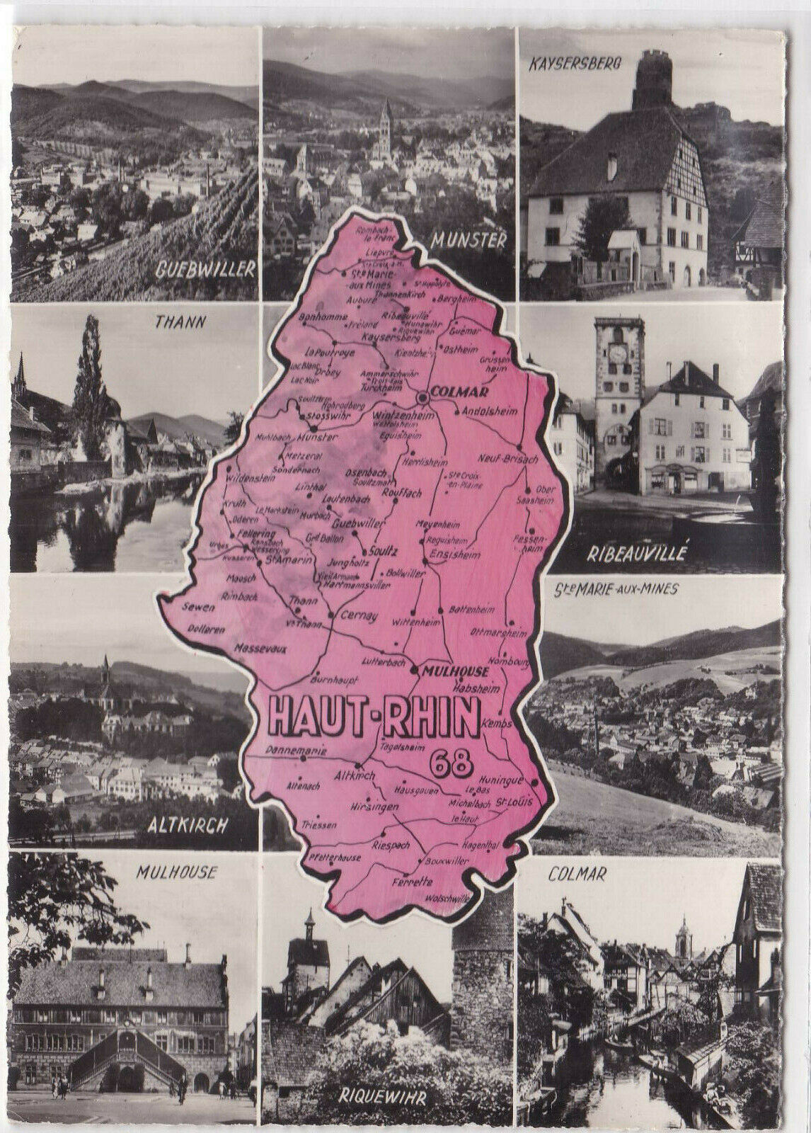 CARTE POSTALE NOIR & BLANC COULEUR CPSM HAUT-RHIN MULTIVUE