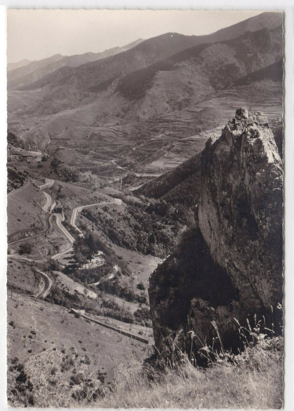 BLACK &amp; WHITE POSTCARD CPSM SURROUNDINGS OF FONT-ROMEU MOUNTAIN BENDS