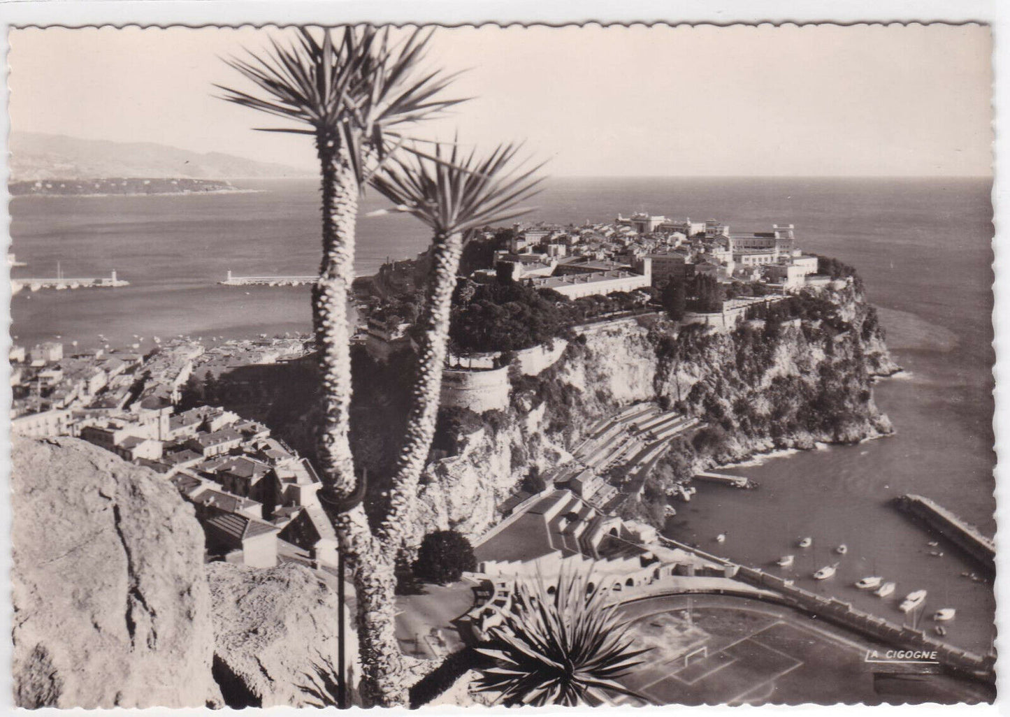 CARTE POSTALE NOIR & BLANC CPSM MONACO LE ROCHER