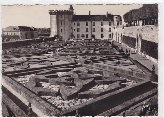 BLACK &amp; WHITE POSTCARD CPSM VILLANDRY LE CHATEAU THE ORNAMENTAL GARDENS 