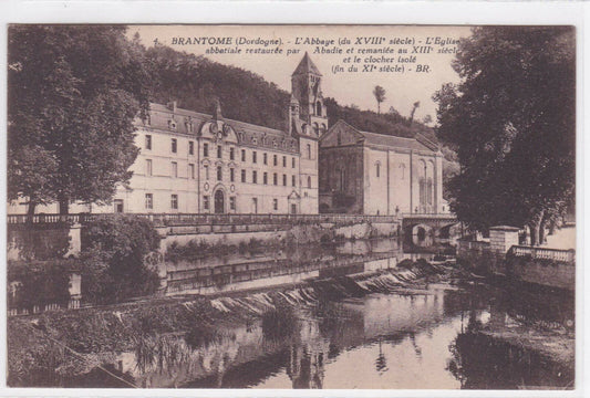 CARTE POSTALE ANCIENNE NOIR & BLANC CPA BRANTOME L'ABBAYE L'EGLISE ABBATIALE