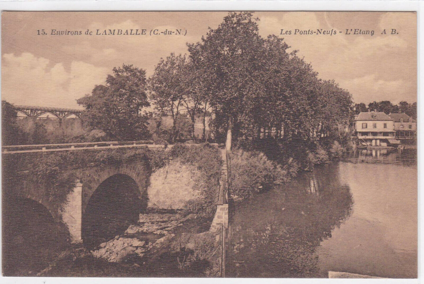 CARTE POSTALE ANCIENNE CPA ENVIRONS DE LAMBALLE LES PONTS-NEUFS L'ETANG BRETAGNE