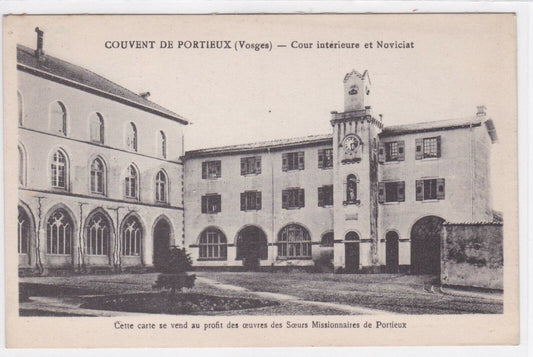 OLD POSTCARD CPA CONVENT OF PORTIEUX INNER COURTYARD AND NOVITIATE 