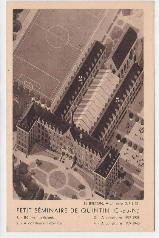 OLD BLACK &amp; WHITE POSTCARD CPA PETIT SEMINAIRE DE QUINTIN BRETAGNE 