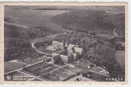 CARTE POSTALE ANCIENNE NOIR & BLANC CPA ABBAYE DE MAREDSOUS VUE PRISE EN AVION