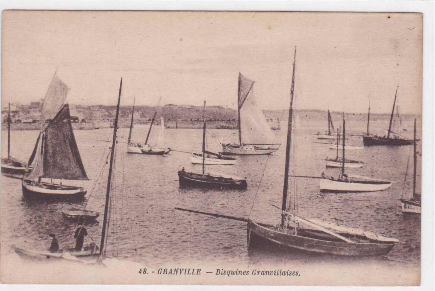 OLD BLACK &amp; WHITE POSTCARD CPA GRANVILLE BISQUINES GRANVILLAISES 