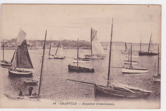 OLD BLACK &amp; WHITE POSTCARD CPA GRANVILLE BISQUINES GRANVILLAISES 