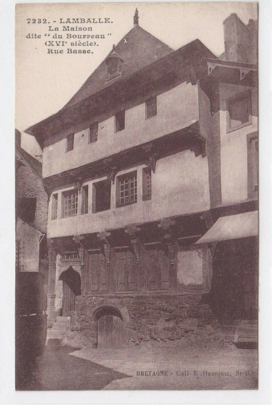 OLD BLACK &amp; WHITE POSTCARD CPA LAMBALLE THE HOUSE CALLED THE EXECUTIONER'S HOUSE 