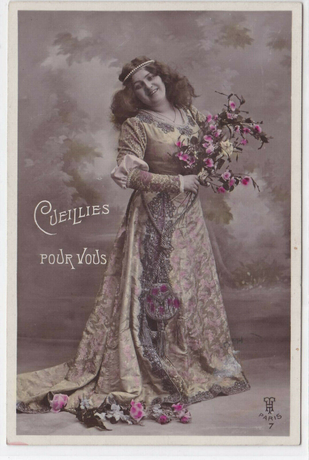 CARTE POSTALE ANCIENNE CPA FANTAISIE FLEURS CUEILLIES POUR VOUS