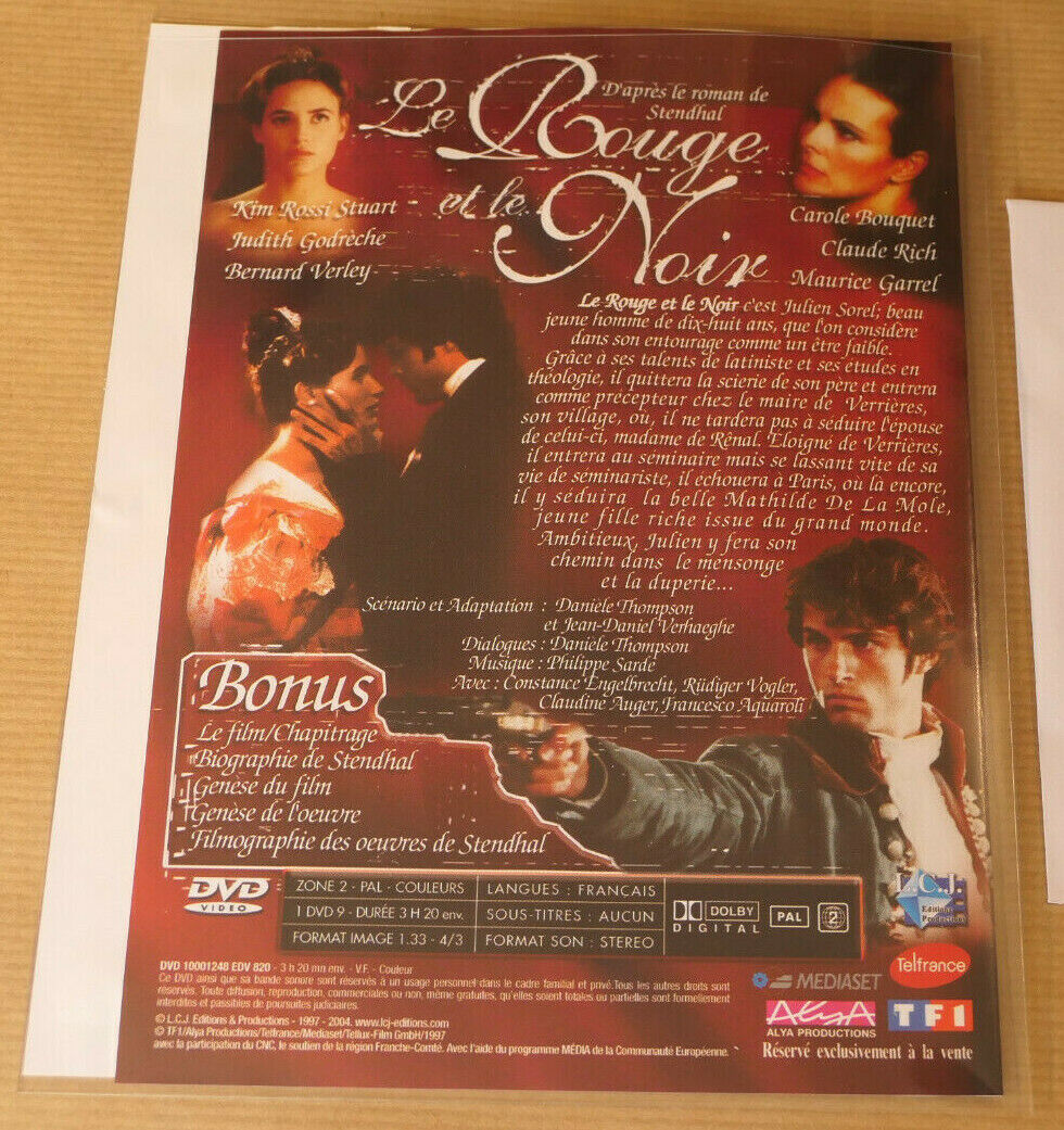 DVD LE ROUGE ET LE NOIR STENDHAL / CAROLE BOUQUET CLAUDE RICH JUDITH GODRECHE