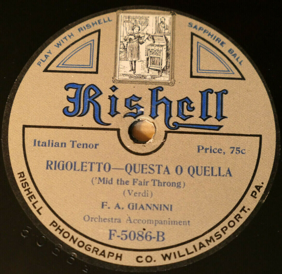 78T 78RPM 25CM 10" RISHELL 5086 RIGOLETTO VERDI / F.A. GIANNINI / GUY ROMBOLI