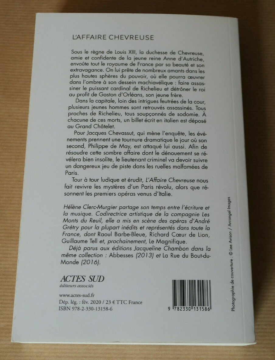 L'AFFAIRE CHEVREUSE / HELENE CLERC-MURGIER / ROMAN POLICIER HISTORIQUE / 2020