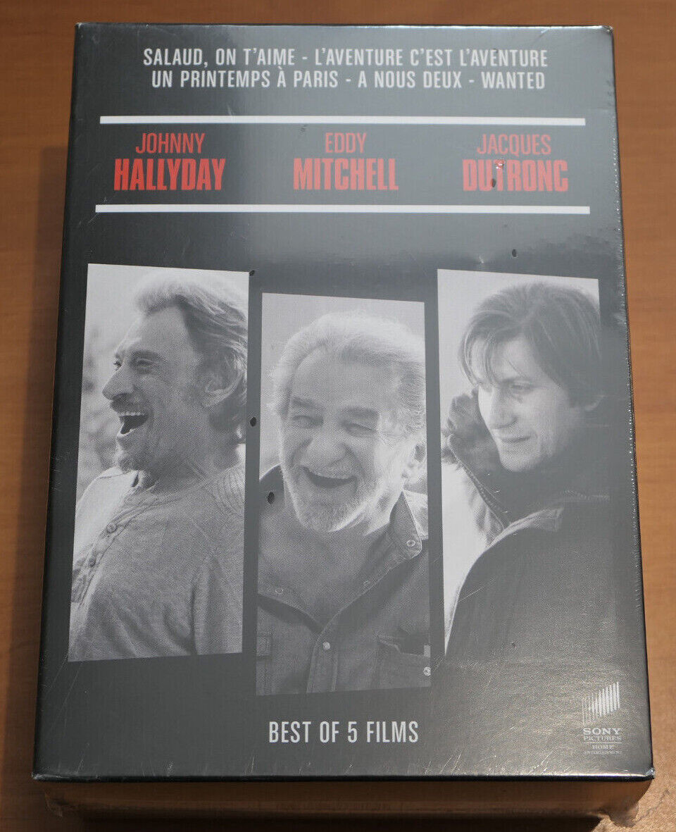 COFFRET 5 DVD / JOHNNY HALLYDAY / EDDY MITCHELL / JACQUES DUTRONC / NEUF