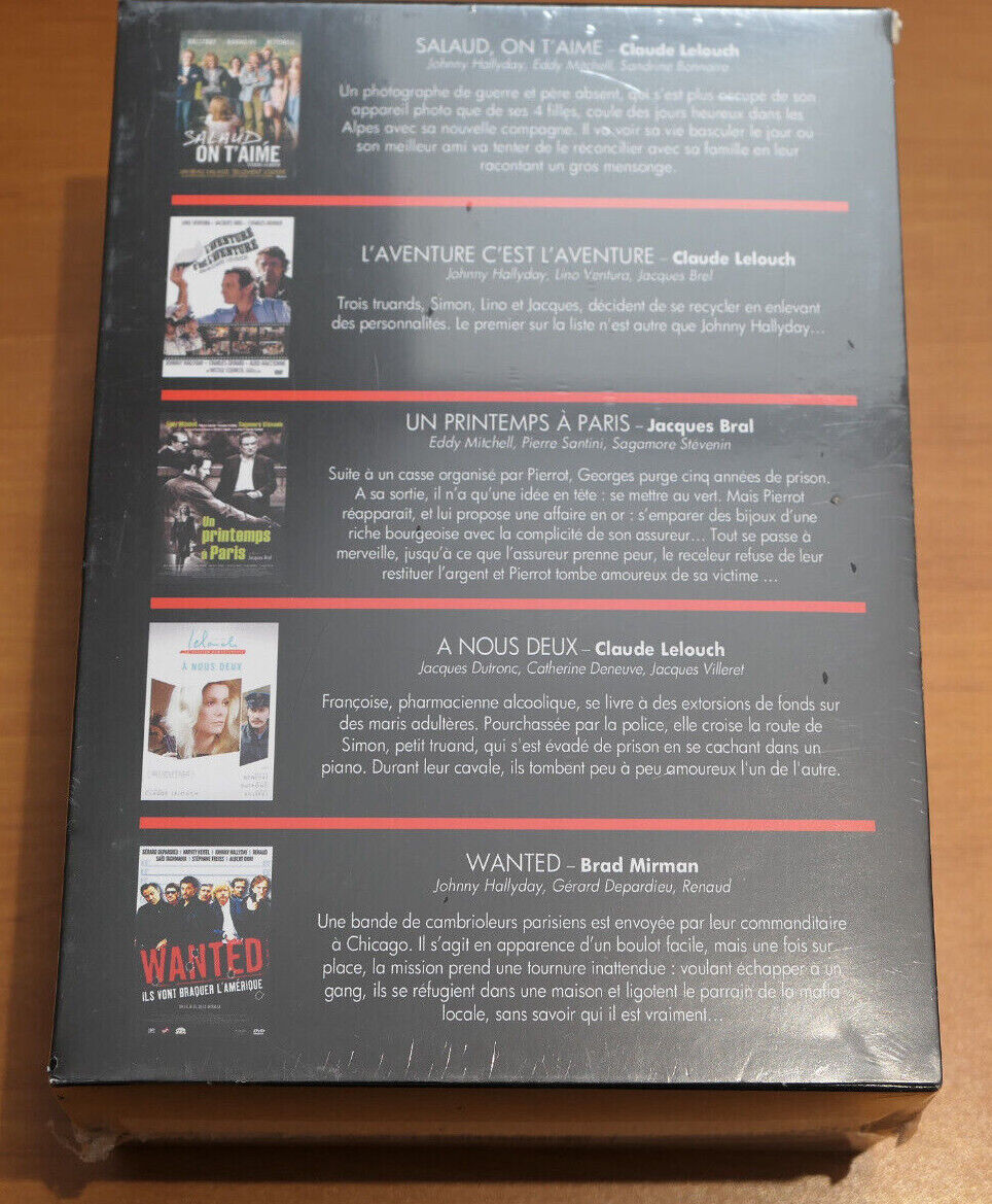 COFFRET 5 DVD / JOHNNY HALLYDAY / EDDY MITCHELL / JACQUES DUTRONC / NEUF