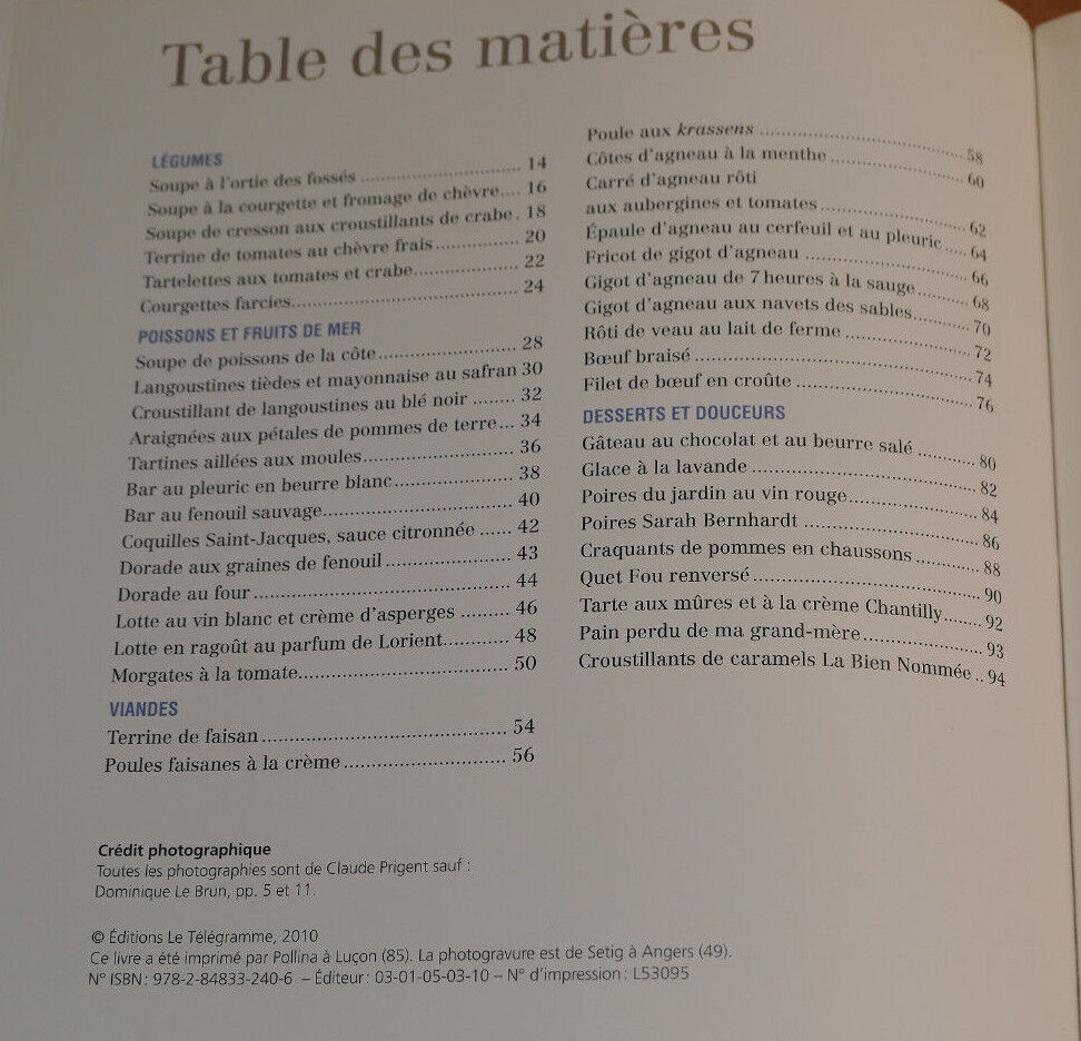 LE CARNET DE CUISINE DE BELLE-ILE / RECETTES PHOTOS GASTRONOMIE BRETAGNE / 2010