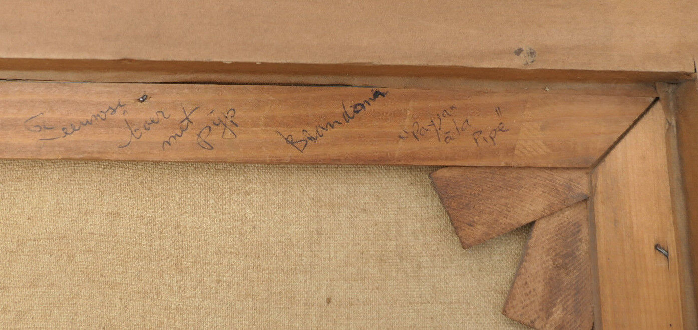 TABLEAU SIGNE PEINTURE HST PORTRAIT HOMME PAYSAN A LA PIPE / SIGNED