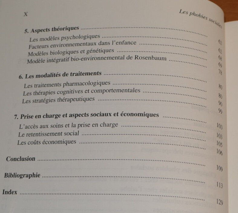 LES PHOBIES SOCIALES / SERVANT PARQUET / MASSON MEDECINE PSYCHOTHERAPIE 1997