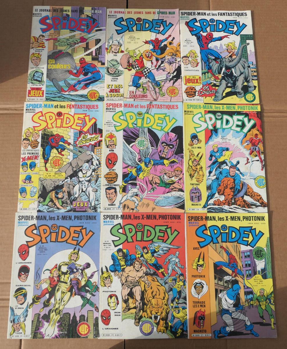 GROS LOT DE 69 BD COMICS SPIDEY SPIDERMAN 1979-1987
