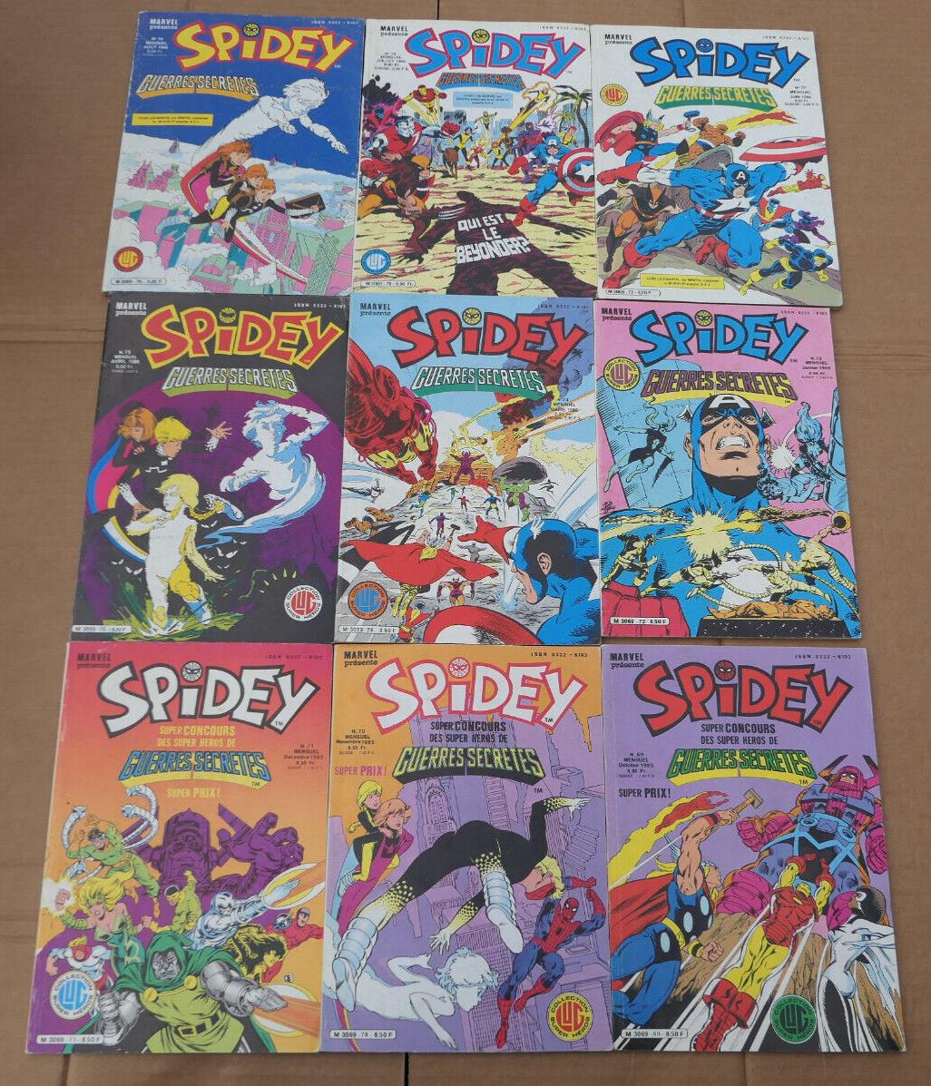 GROS LOT DE 69 BD COMICS SPIDEY SPIDERMAN 1979-1987