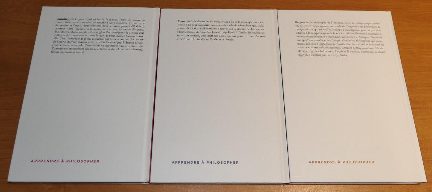 LOT 3 TOMES APPRENDRE A PHILOSOPHER RBA / COMTE SCHELLING BERGSON / PHILOSOPHIE