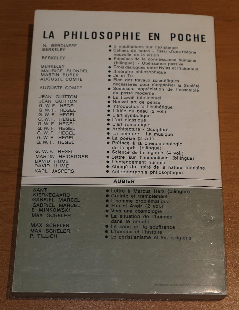 DAVID HUME / ENQUETE SUR L'ENTENDEMENT HUMAIN / AUBIER 1977 / PHILOSOPHIE