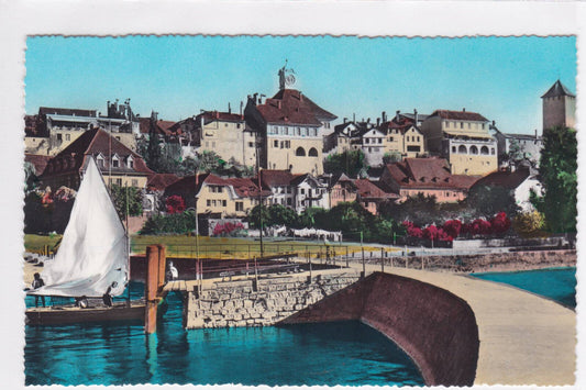 OLD POSTCARD CPA MORAT SWISS BOAT 